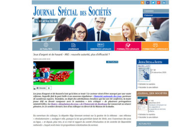 Analyses du Journal Spécial des Sociétés suite au colloque de la Réforme des jeux