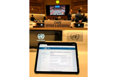 Participation au groupe de travail des Nations Unies sur la réduction des menaces spatiales